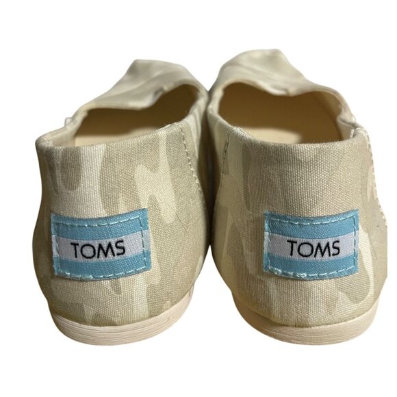 Toms Classic Alpargata Slip On Shoes Womens Size 7 Beige Light Camo Canvas Flats - Picture 3 of 10